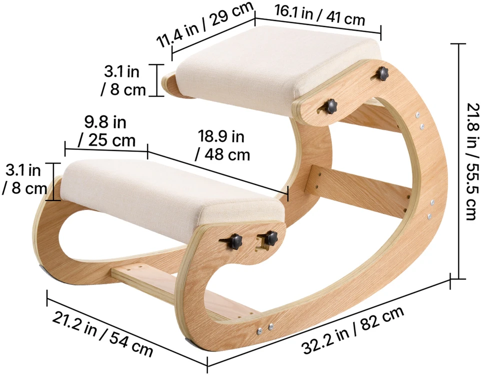 VEVOR Ergonominė medinė kėdė su reguliuojamu porolonu
