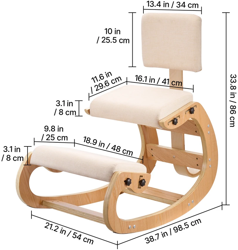 VEVOR Ergonomiška kėdė, medinė nuleidžiama kėdė