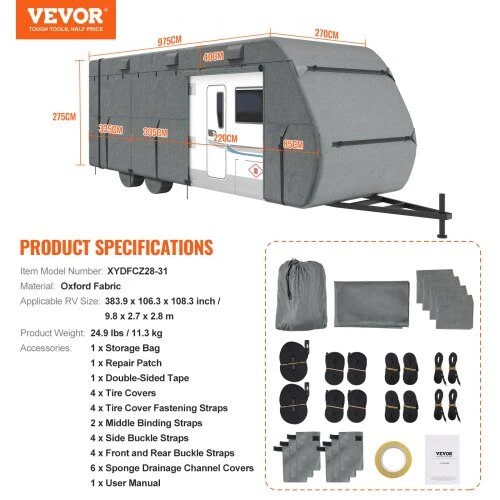 VEVOR Priekabos apsauga RV 28-31 pėdų