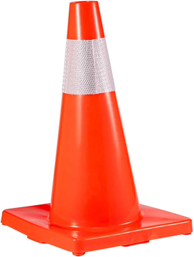 VEVOR Eismo saugumo kūgiai 45,7 cm, PVC pagrindas, oranžiniai atšvaitiniai, 12 vnt. pavojaus kūgiai parkavimui
