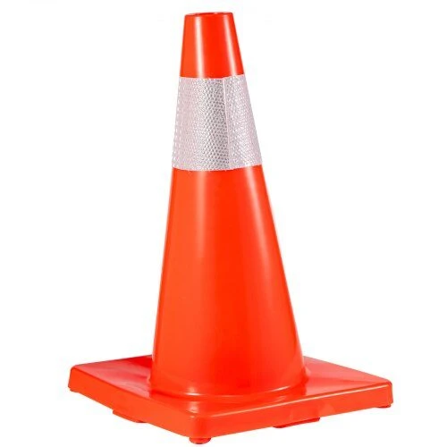 VEVOR Eismo saugumo kūgiai 45,7 cm, PVC pagrindas, oranžiniai atšvaitiniai, 12 vnt. pavojaus kūgiai parkavimui