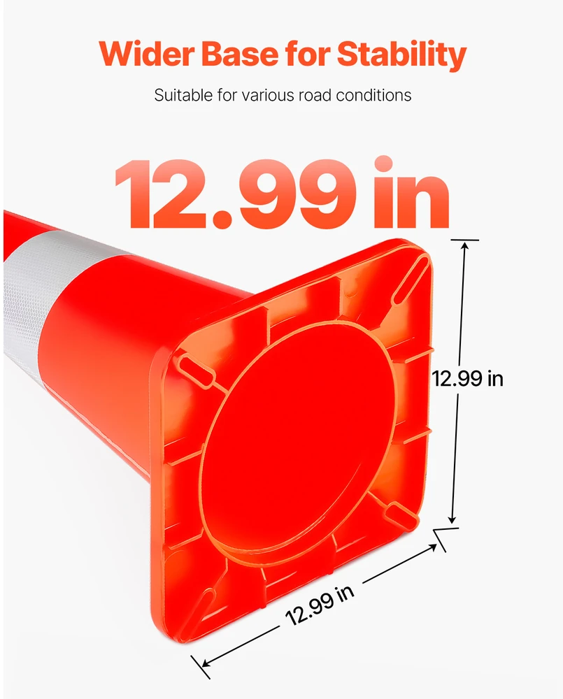 VEVOR Saugos kūgiai 6 vnt. 73 cm PVC oranžiniai statybiniai eismo kūgiai su 2 atšvaitais, svertiniu pagrindu, automobilių stovėjimo aikštelėms, keliams