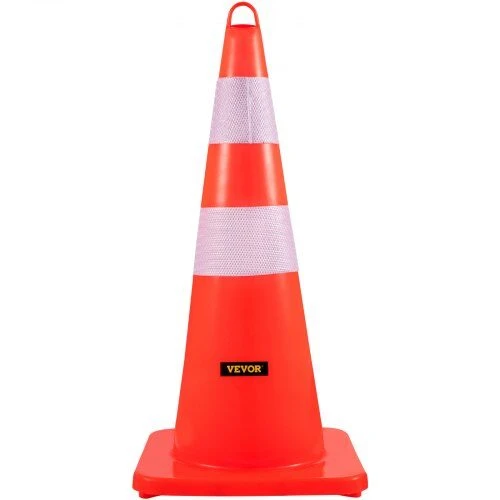 VEVOR Saugos kūgiai 6 vnt. 73 cm PVC oranžiniai statybiniai eismo kūgiai su 2 atšvaitais, svertiniu pagrindu, automobilių stovėjimo aikštelėms, keliams