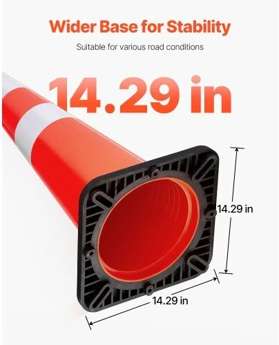 VEVOR Eismo kūgiai 6 vnt., 92 cm, PVC oranžiniai saugos kūgiai su juodu pagrindu, kelio kūgiai, statybų aikštelės kūgiai, automobilių stovėjimo aikštelės kūgiai