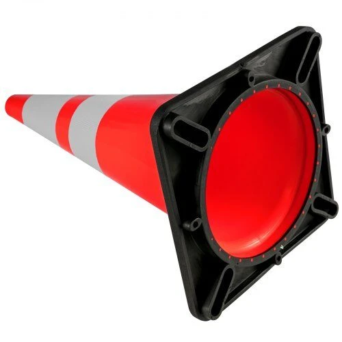 VEVOR Eismo kūgiai 6 vnt., 92 cm, PVC oranžiniai saugos kūgiai su juodu pagrindu, kelio kūgiai, statybų aikštelės kūgiai, automobilių stovėjimo aikštelės kūgiai