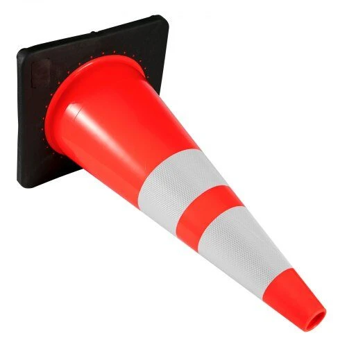VEVOR Eismo kūgiai 6 vnt., 92 cm, PVC oranžiniai saugos kūgiai su juodu pagrindu, kelio kūgiai, statybų aikštelės kūgiai, automobilių stovėjimo aikštelės kūgiai