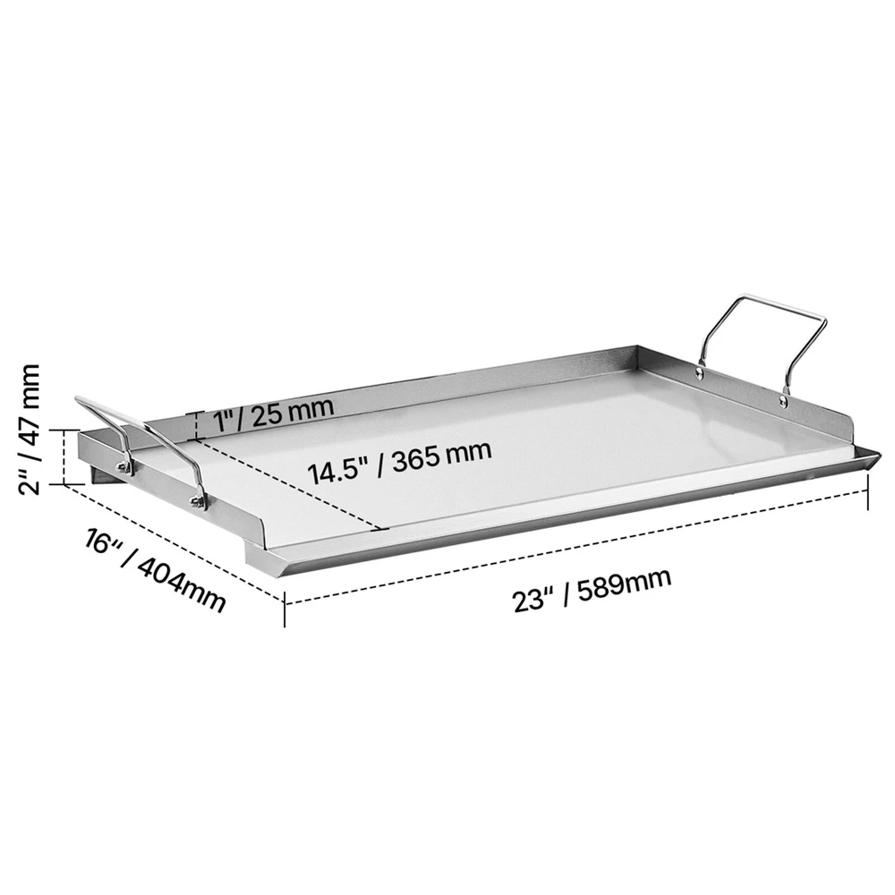 VEVOR Nerūdijančio plieno plokščias grilis 585x406 mm