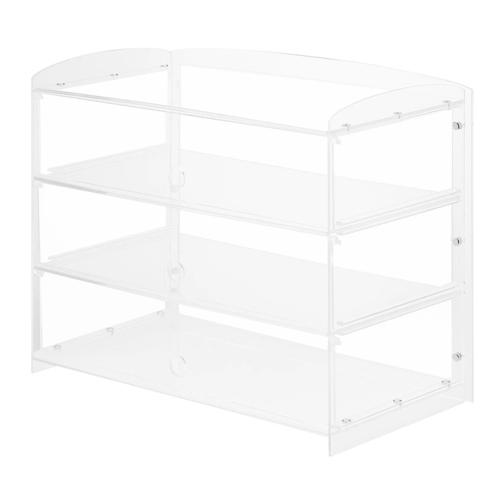 VEVOR Kepyklos vitrina, 3 lygių komercinė stalviršio konditerijos vitrina, skaidri akrilo duoninė su atlenkiamomis durelėmis sausainiams desertams spurgoms, 482 x 232 x 380 mm, maisto eksponavimo dėžė