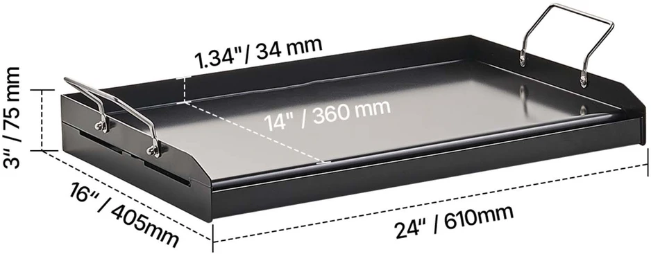 VEVOR 24x16 cm plokščias anglingas kepsninės grilis