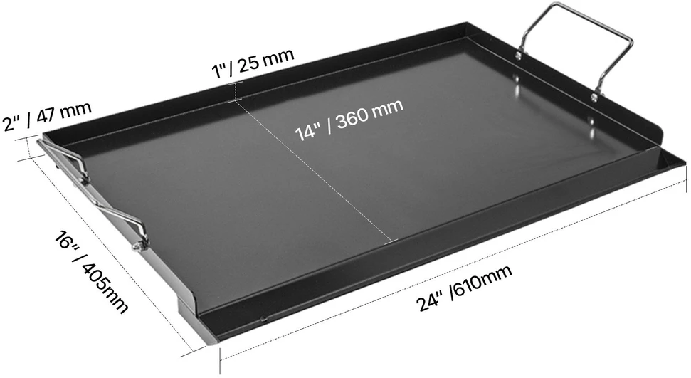 VEVOR 24x16 cm plokščias grilis iš anglies plieno