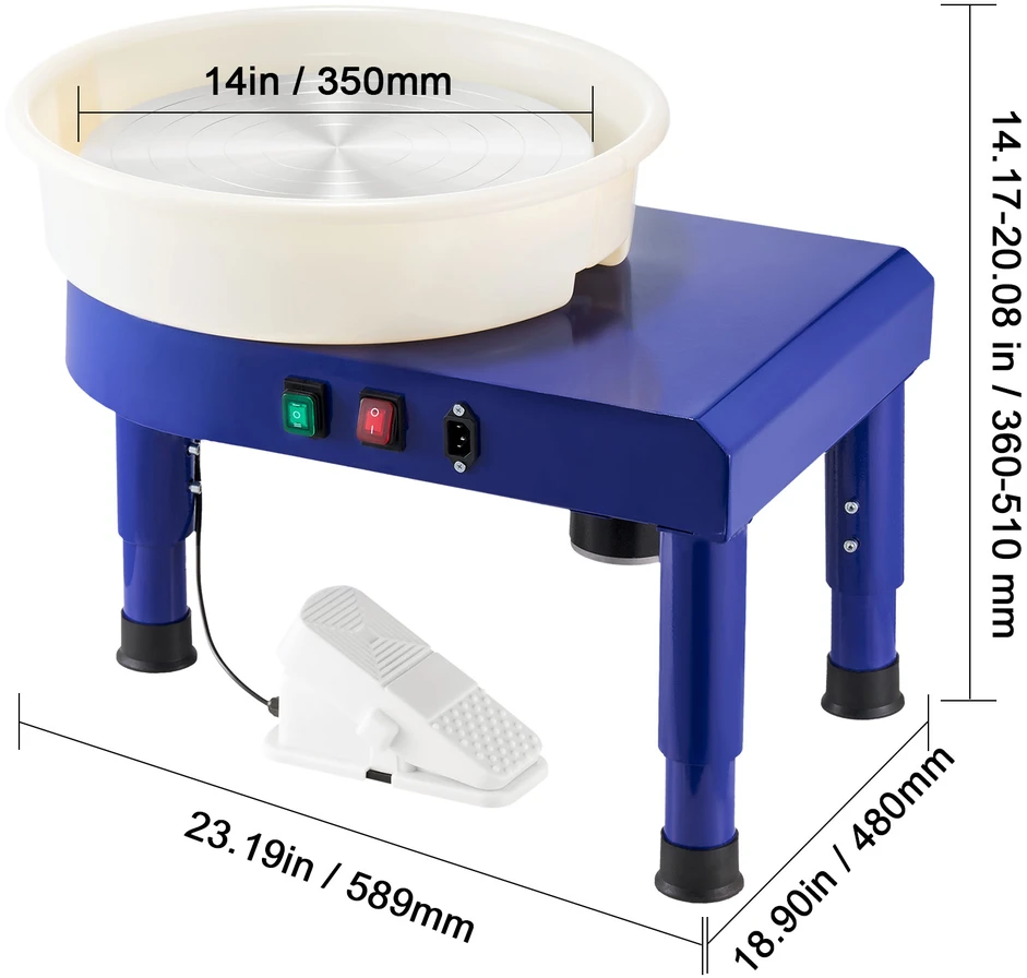 VEVOR Keramikos žiedimo staklės 35 cm 60-300 RPM