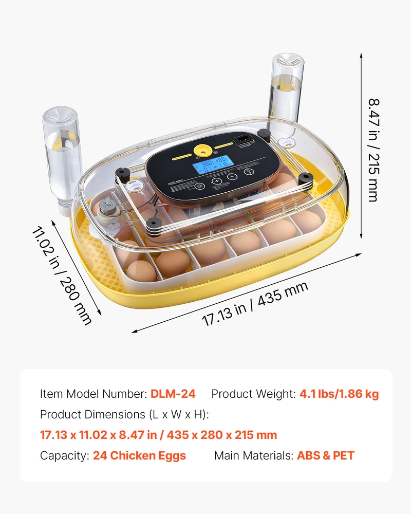VEVOR 24 kiaušinių inkubatorius su automatiniu sukimu
