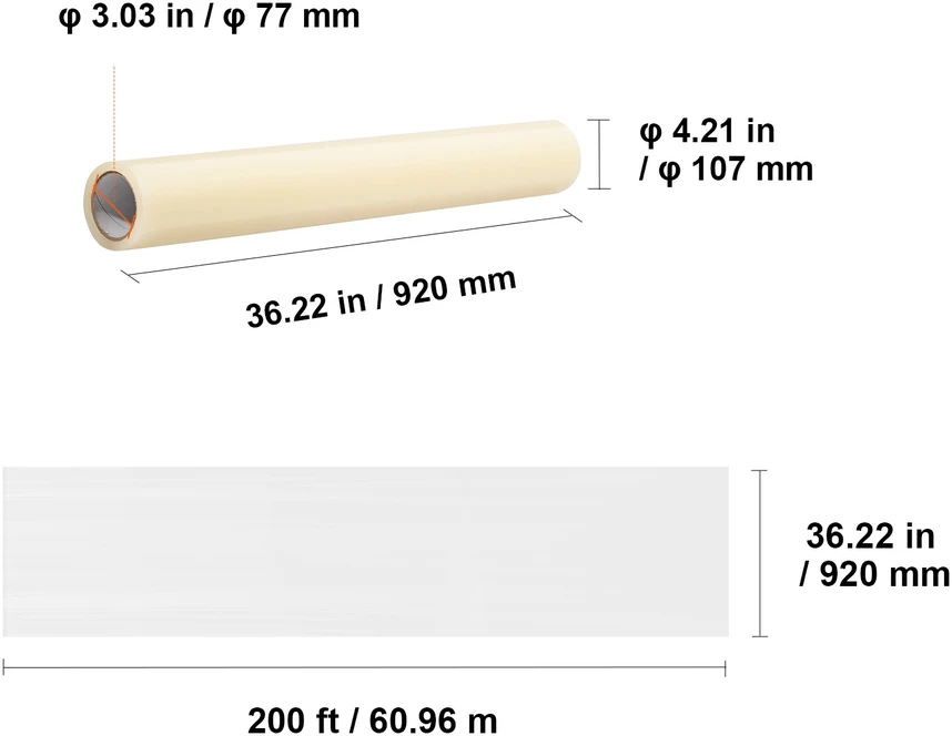 VEVOR Automobilio kilimėlio apsauga, lipni plėvelė 91 cm x 60 m