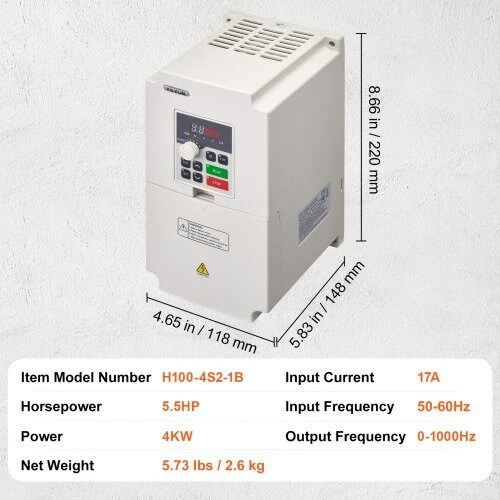 VEVOR Kintamo dažnio pavara, AC 220V įėjimas, 4kW