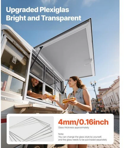 VEVOR 152x92 cm kiosko langas su stogeliu maisto furgonui