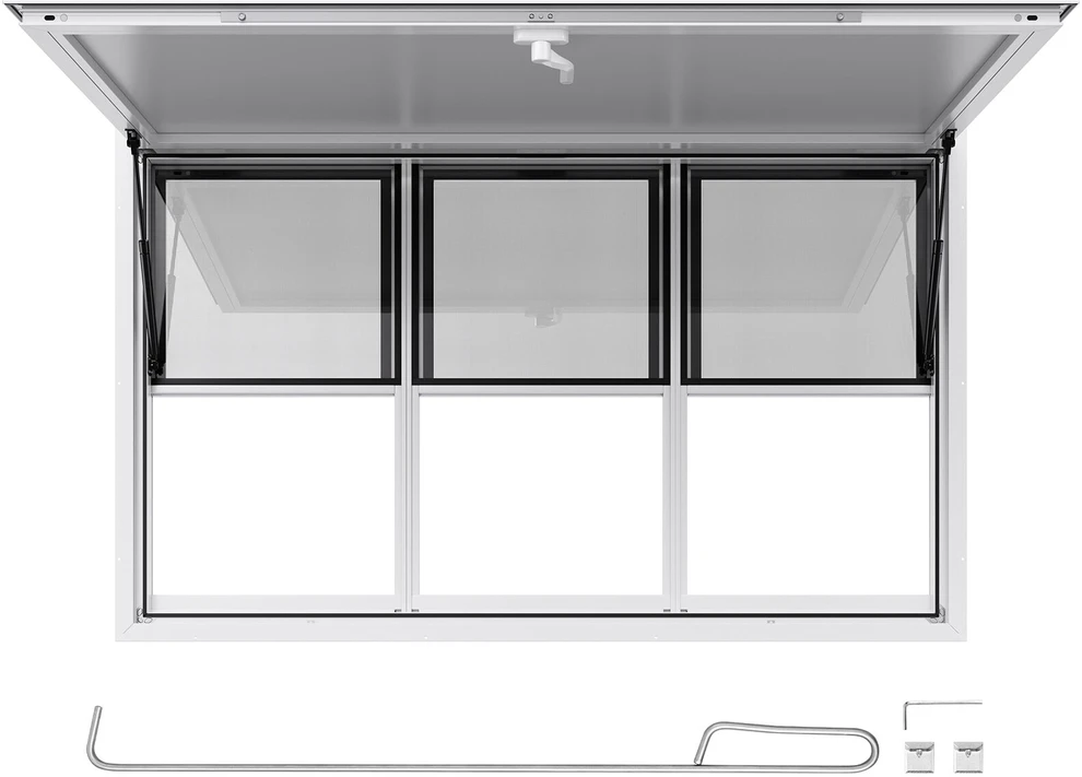 VEVOR 152x92 cm kiosko langas su stogeliu maisto furgonui