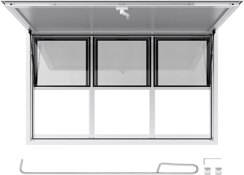 VEVOR 152x92 cm kiosko langas su stogeliu maisto furgonui
