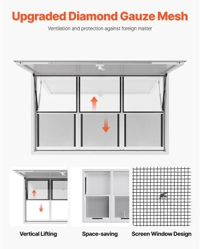 VEVOR 152x92 cm kiosko langas su stogeliu maisto furgonui