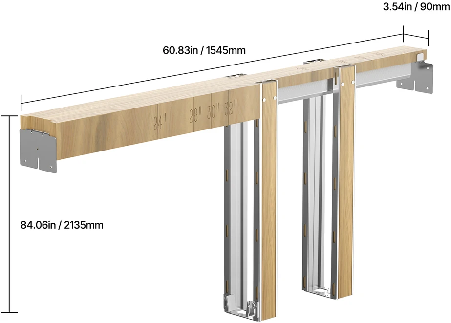 VEVOR Kišeninių durų rėmas svetainei, 610-762mm pločio