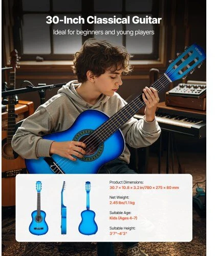 VEVOR Klasikinė gitara su priedais, 780 mm, mėlyna