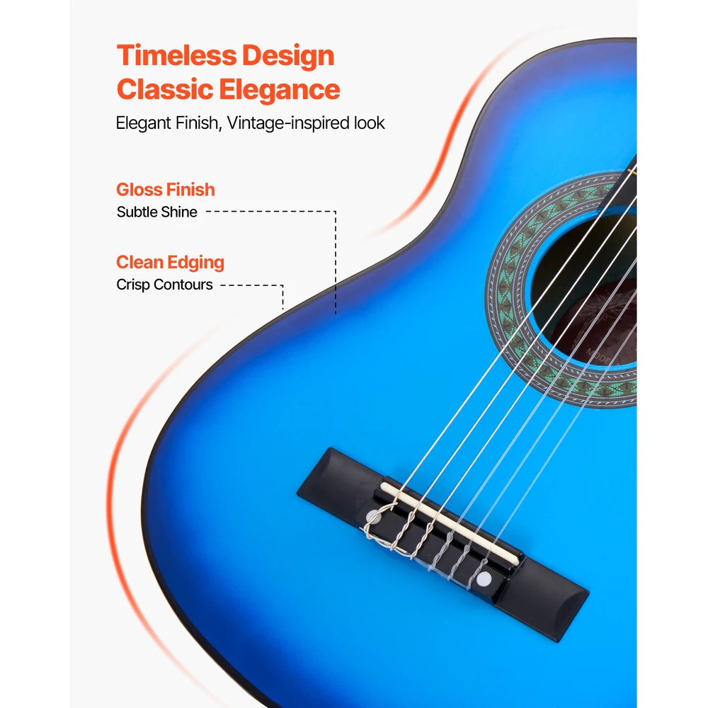 VEVOR Klasikinė gitara su priedais, 780 mm, mėlyna