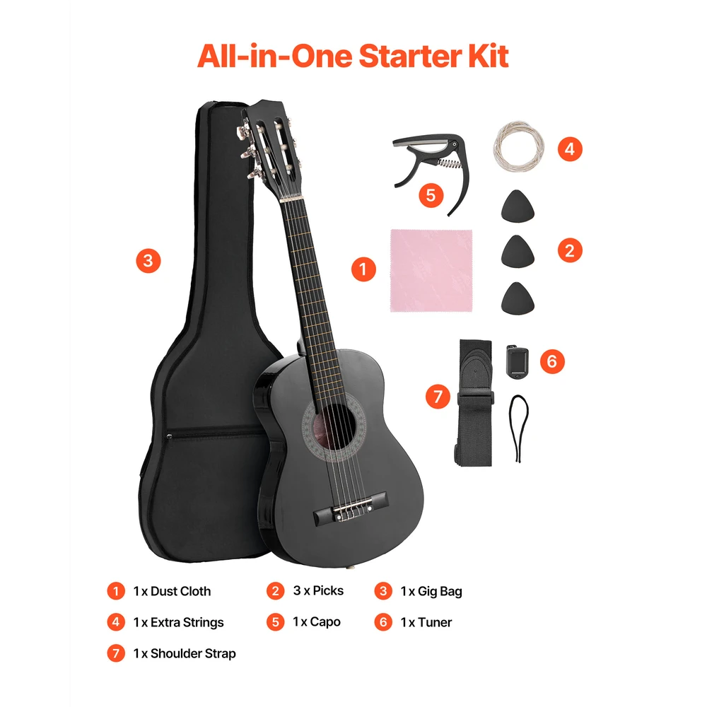 VEVOR Klasikinė gitara 780 mm su priedais jauniesiems