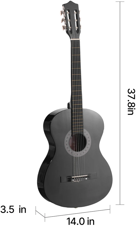 VEVOR Klasikinė gitara pradedantiesiems, juoda