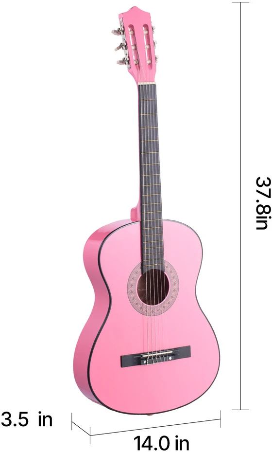 VEVOR Klasikinė gitara pradedantiesiems, 960 mm, rožinė