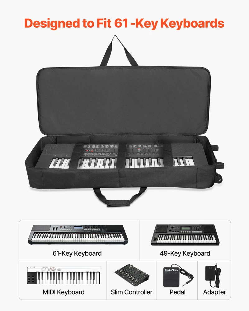 VEVOR 88 klavišų pianino dėklas su ratukais