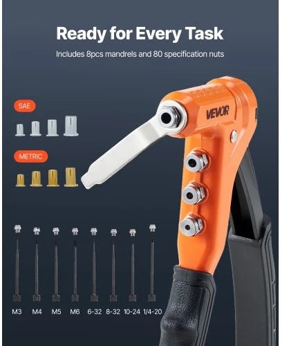 VEVOR Kniedinių veržlių įrankių rinkinys 230 mm