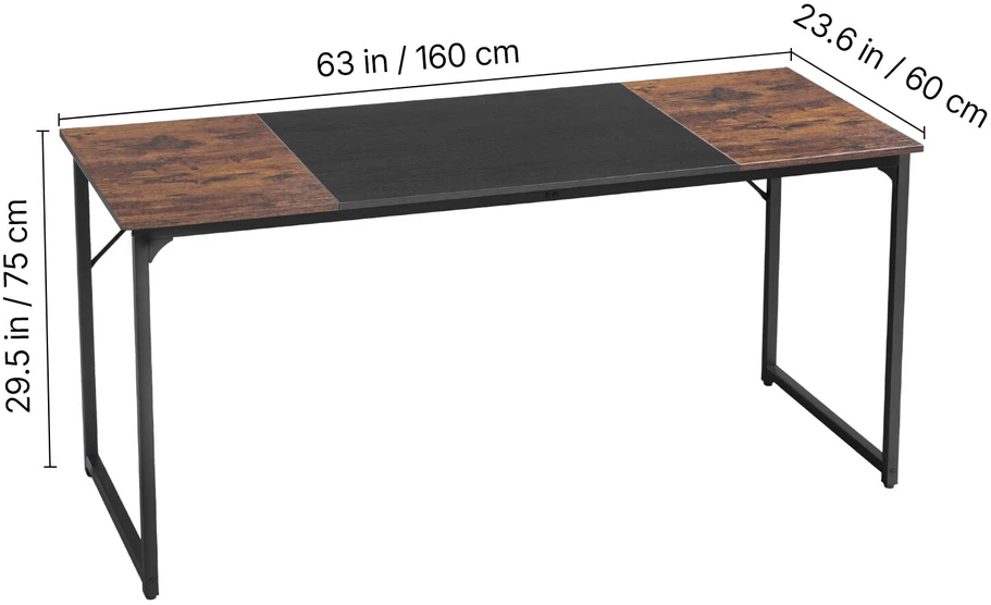 VEVOR Kompiuterio stalas 160 cm, rusvas juodas
