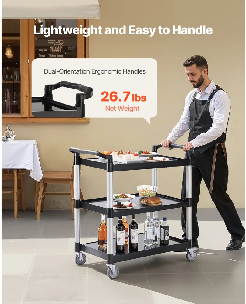 VEVOR Trijų aukštų vežimėlis su ratukais 226 kg talpos