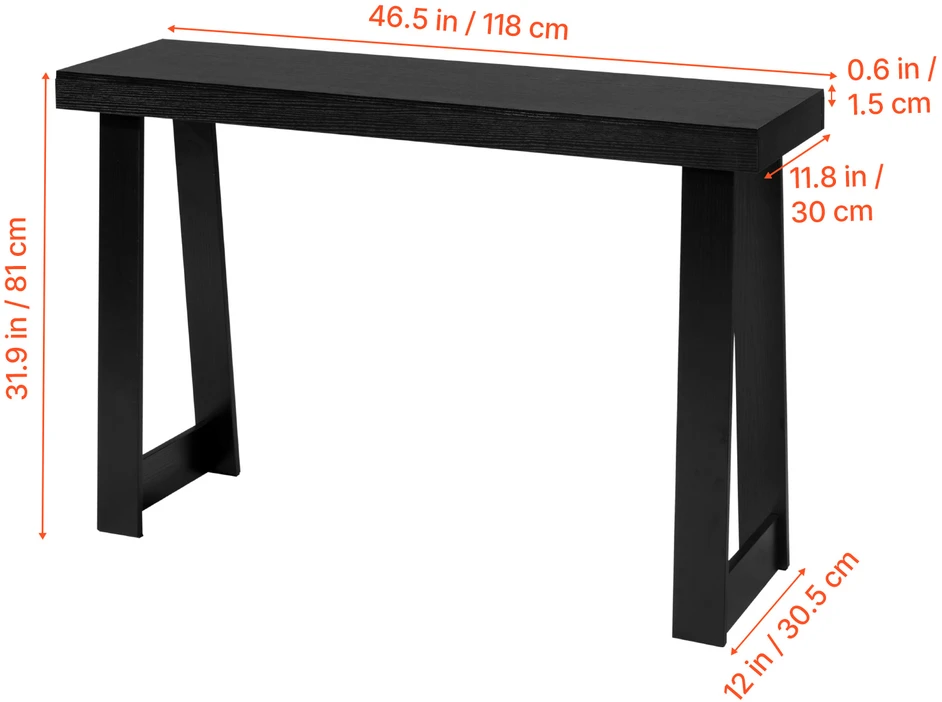 VEVOR 118 cm moderna konsolė juoda