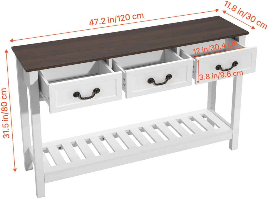 VEVOR 120 cm konsolinis stalas su stalčiais