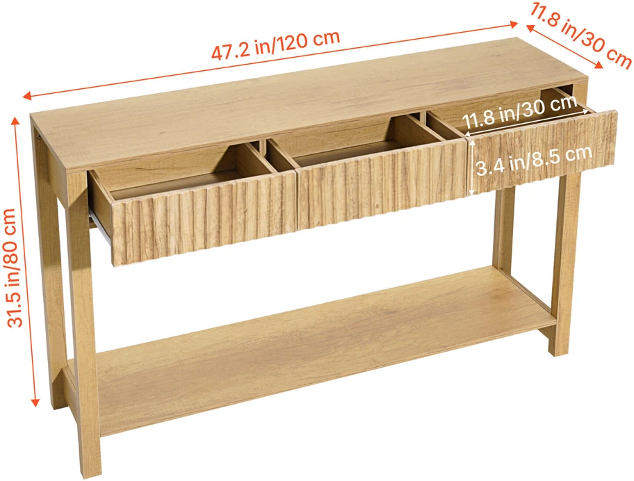 VEVOR 120 cm konsolinis stalas su stalčiais