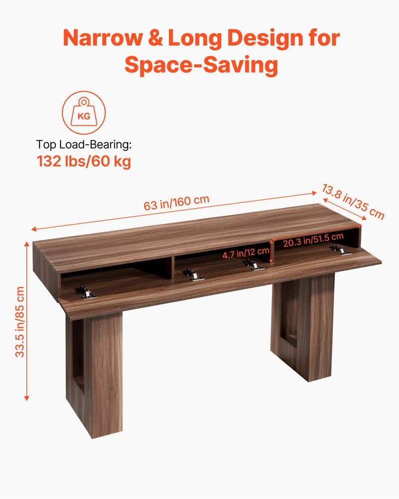VEVOR 160 cm konsolinis stalas už sofos