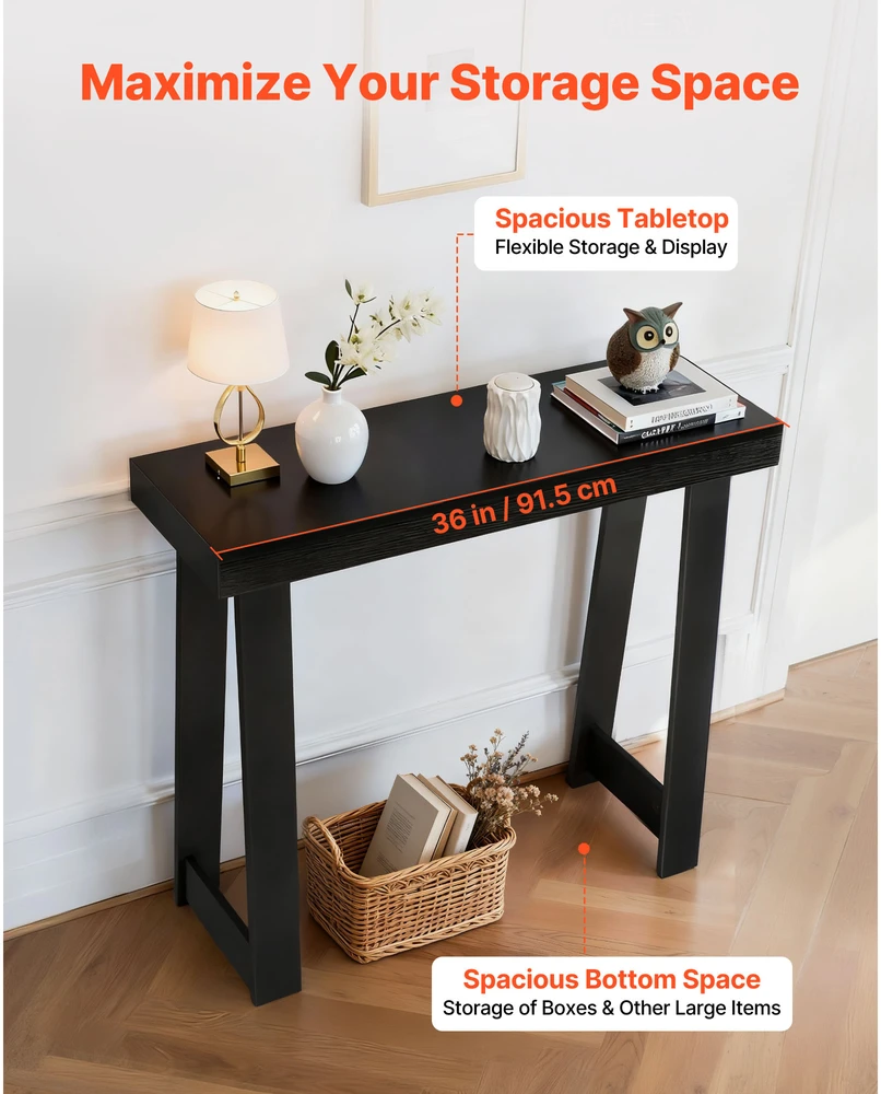 TV staliukas VEVOR juodas konsolinis stalas 91,5 cm