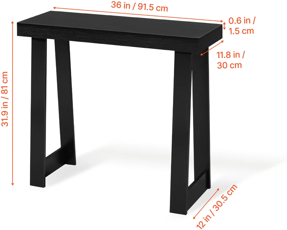 Lova VEVOR juodas konsolinis stalas 91,5 cm