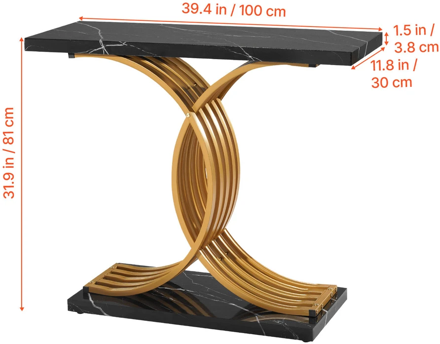 Lova VEVOR Auksinio dizaino konsolinis stalas 100 cm