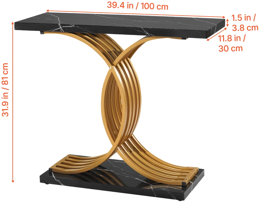 Lova VEVOR Auksinio dizaino konsolinis stalas 100 cm