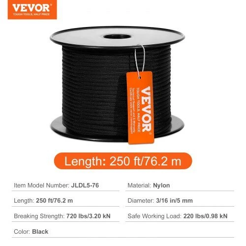 VEVOR Pintas nailoninis lynas 5 mm, 76,2 m