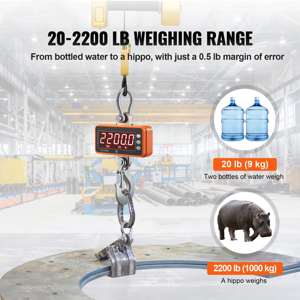 VEVOR Elektroninės svarstyklės kranui, 1000 kg