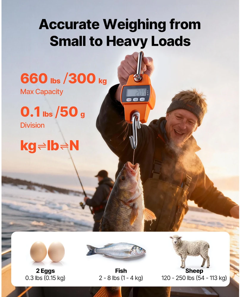VEVOR Skaitmeninės svarstyklės krano, iki 300 kg