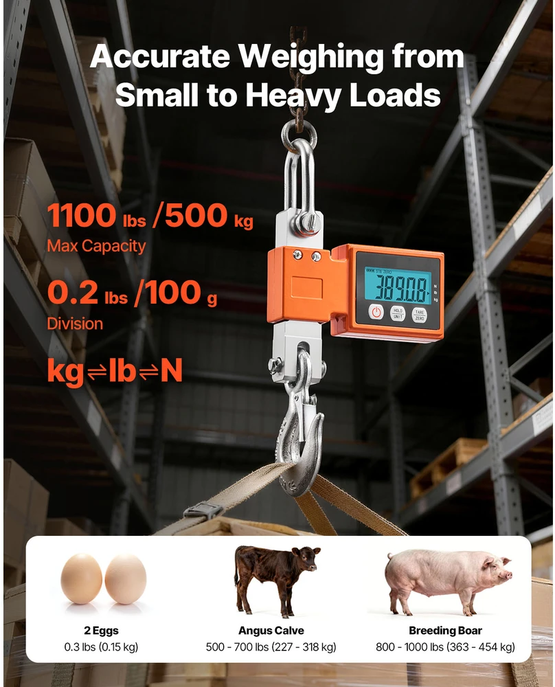 VEVOR Skaitmeninės krano svarstyklės, 500 kg