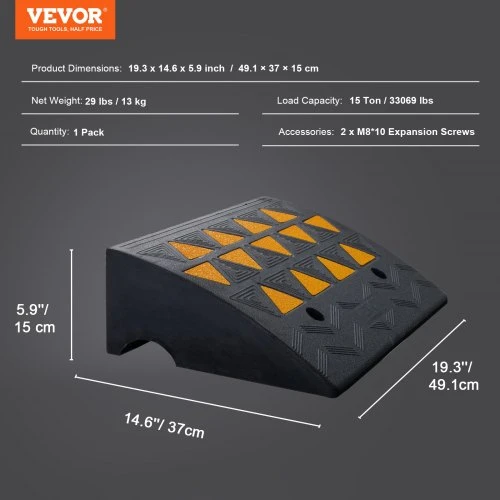 Vevor Guminis užvažiavimo pandusas 15 cm aukščio