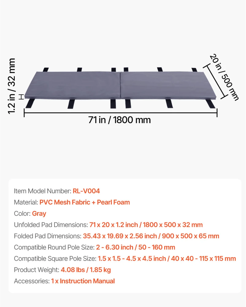 VEVOR krepšinio stulpo 180 cm apsauga, lankstus dizainas