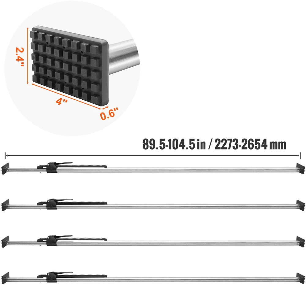 VEVOR krovinio tvirtinimo strypas reguliuojamas 227–264 cm