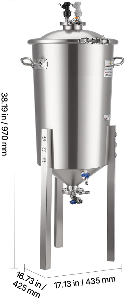 VEVOR Nerūdijančio plieno kūginis fermenteris 30L