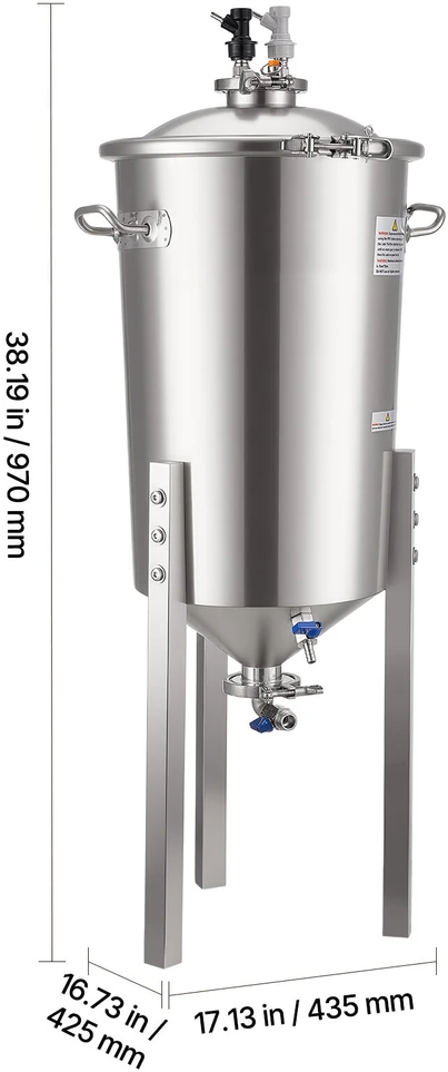 VEVOR Nerūdijančio plieno kūginis fermenteris 30L