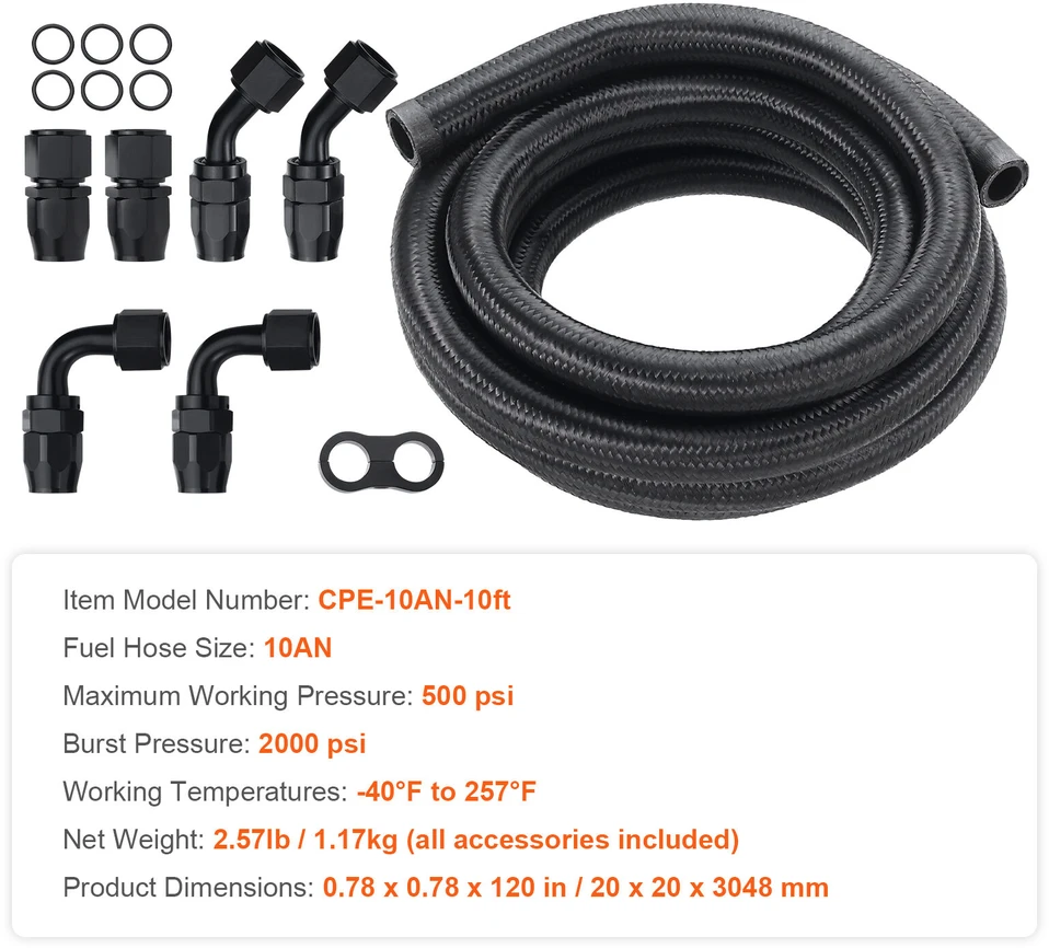 VEVOR 10AN kuro linijos komplektas su adapteriais